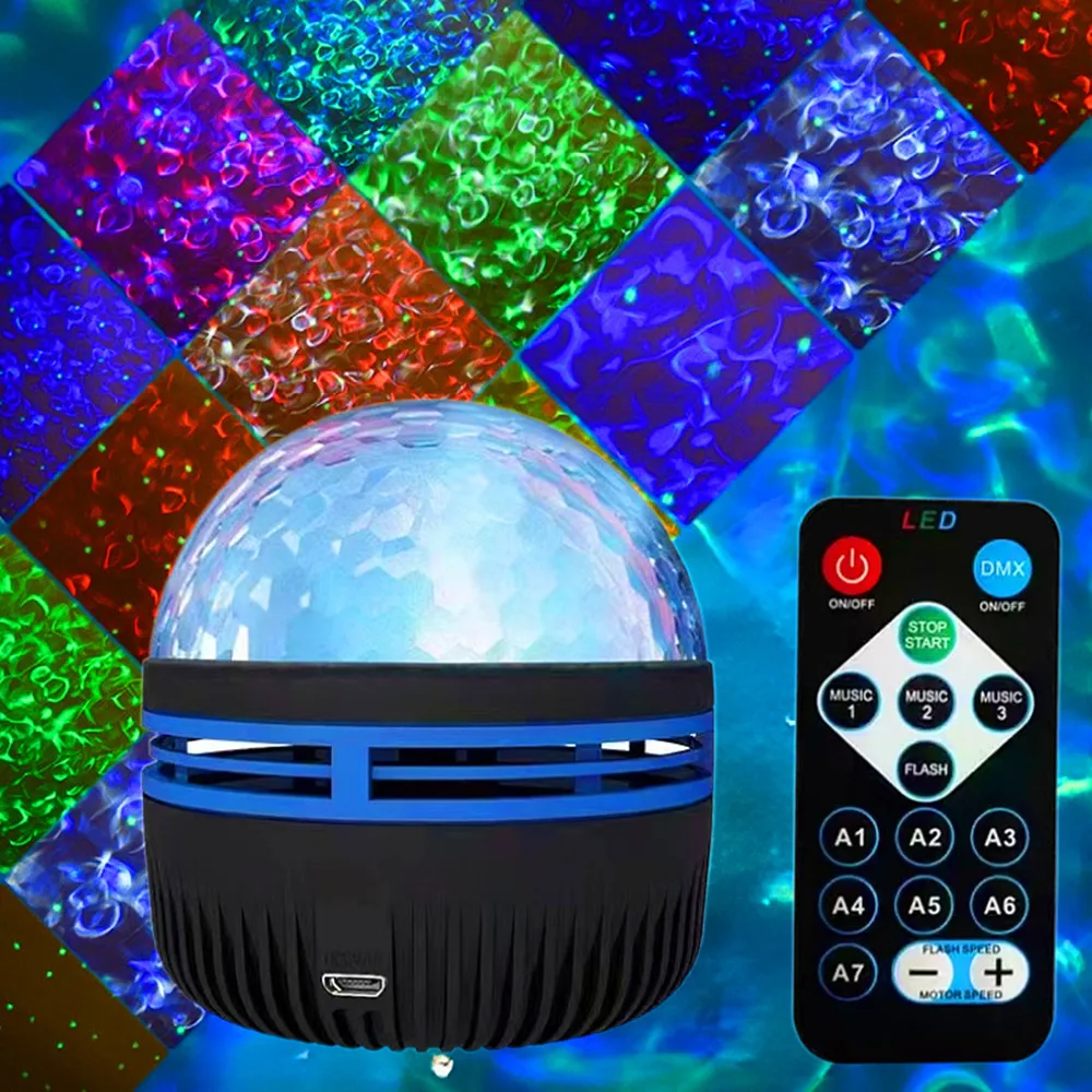 Colorful Water Wave LED Projection Lamp Party Lights with Remote Control USB Powered for Christmas Party Home Room Decorations