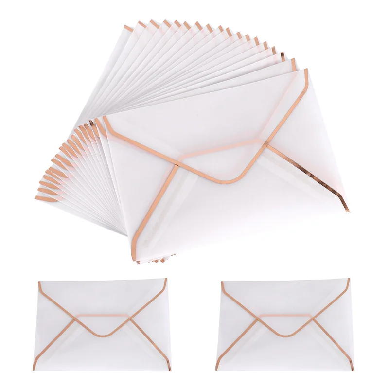 20Pcs/Set Hot Stamping Printing Paper Envelope Transparent Paper Envelope Wedding Letter Invitation Anniversary