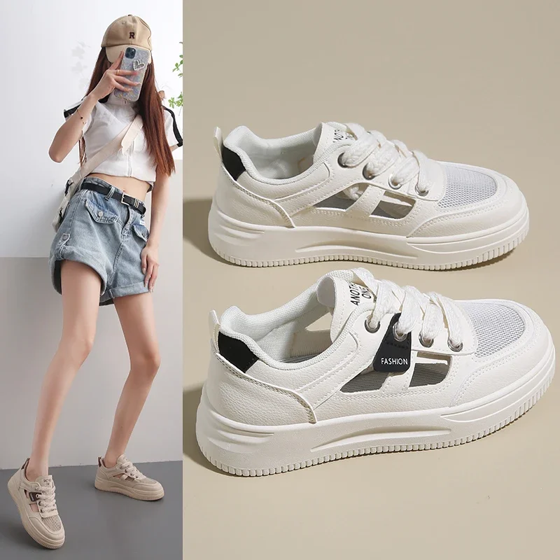 

Новинка лета 2024, женская повседневная обувь с одной сеткой, дышащая спортивная обувь, маленькие белые туфли для студентов, легкие уличные туфли для доски