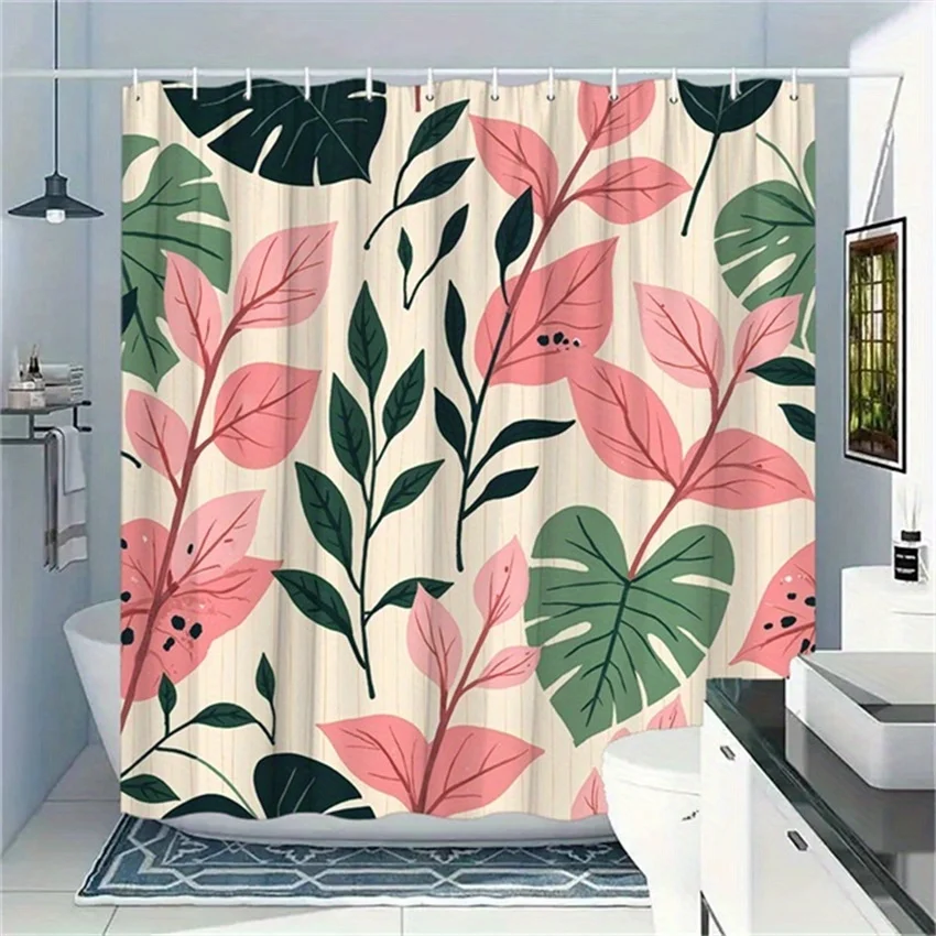 

Tropical Leaf Shower Curtain - Anti-Mold, Waterproof Bathroom Decor, Unique Gift, Stylish Design, Vibrant, Durable