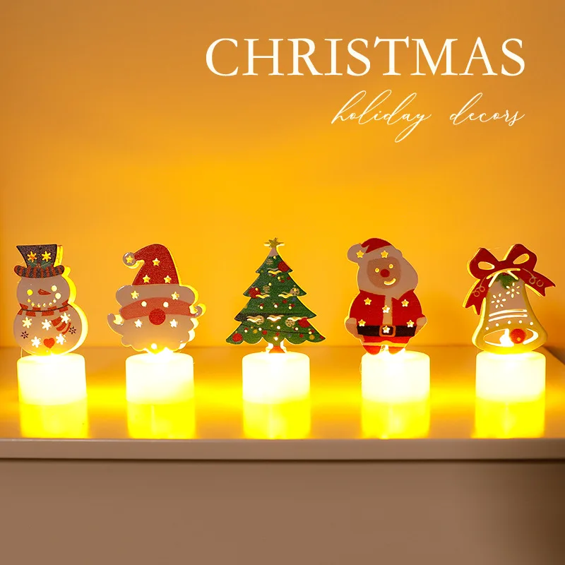 LED Candle Lights Christmas Tree Santa Claus Snowman Creative Candle Night Light Christmas Tree Decoration Ornaments Gifts Whole