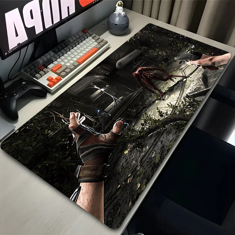 Cool Mouse Pad Atomic Heart Large Gaming Desk Mat Edge White Office Computer Keyboard Pad Rubber 90x40cm E-sports Gamer Mausepad