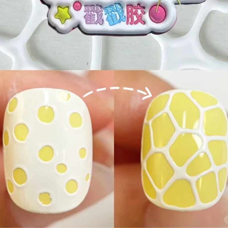 5ml Lace Hole Poke Nail Gel Black White Ocean Wave Texture Nail Painting Gel DIY Manicure Decoration Poking Gel Nail Art Supplie