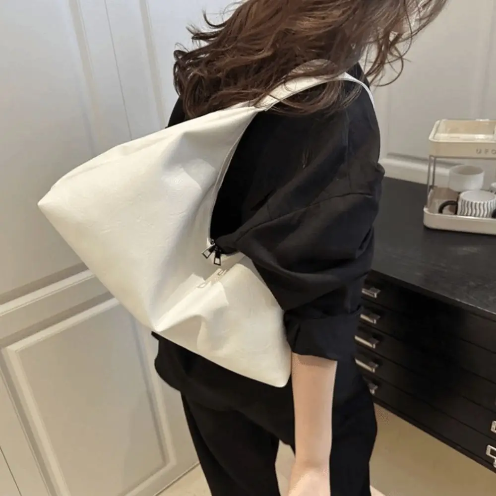 

Fashion Big Large Shoulder Bag Vintage Y2k Soft Leather Tote Bag Leisure Cuasal Women's Armpit Bag Handbag