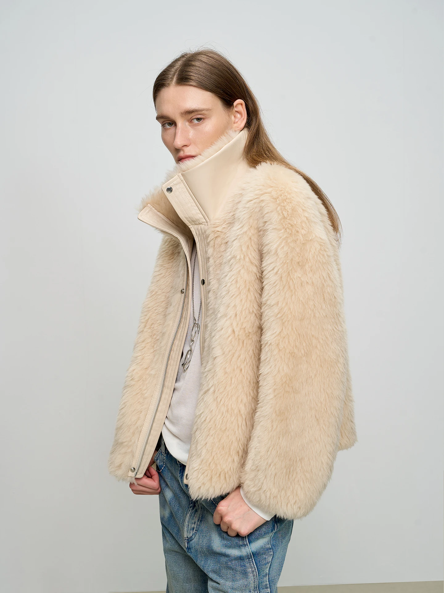 

Женская шерстяная куртка Kele с воротником-бананом, на молнии, с отделкой из натурального меха, модная верхняя одежда