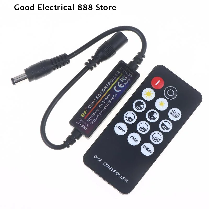 1 Set DC12V LED Dimmer 24V 5V 6A Mini RF Wireless 14Keys 2.4G Remote Control For 2835 5050 Single Color LED Strip Lights Dimmer