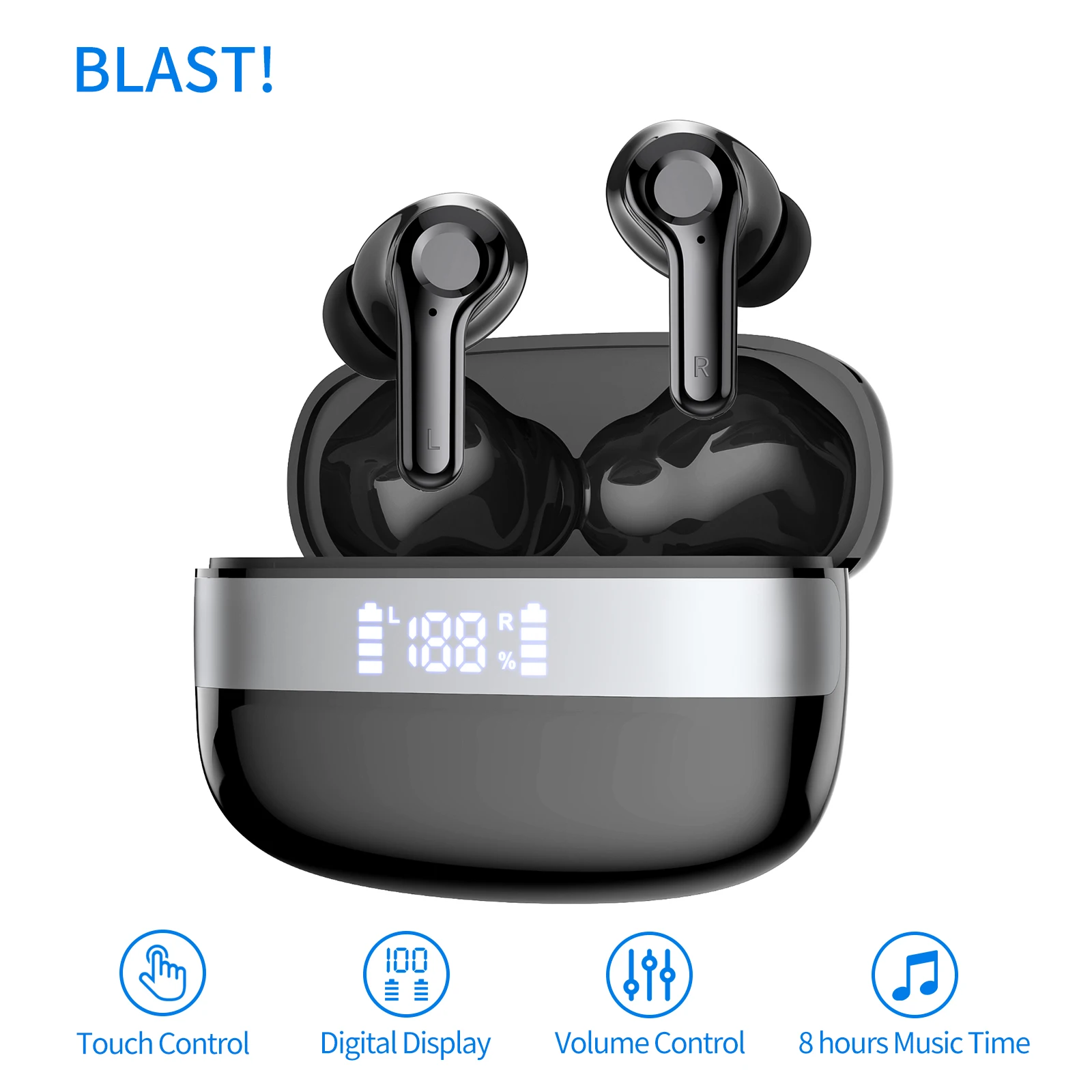 Newest Touch BLAST! i90 True Wireless Stereo Earphones TWS wireless headset noise reduction Touch BLAST! i90 Earbuds 400mah