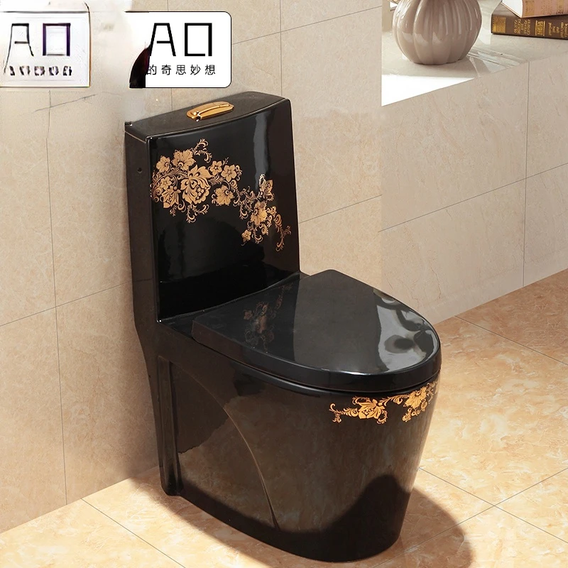 Color retro super swirl toilet European gold toilet ceramic water saving and odor proof black toiletBiological Toilet