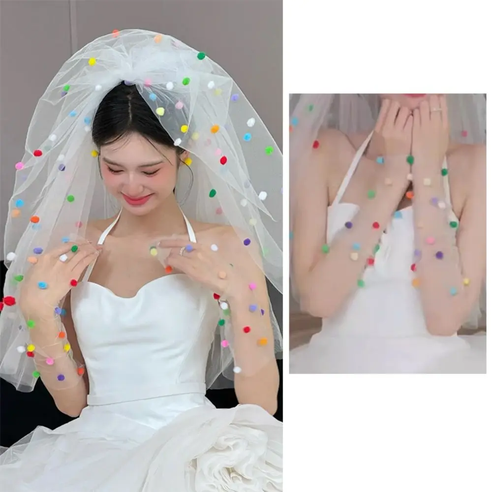 

Новые свадебные фаты с клипсой, разноцветные реквизиты для фотосессий, белая фата, милые свадебные фаты, аксессуары для головного убора