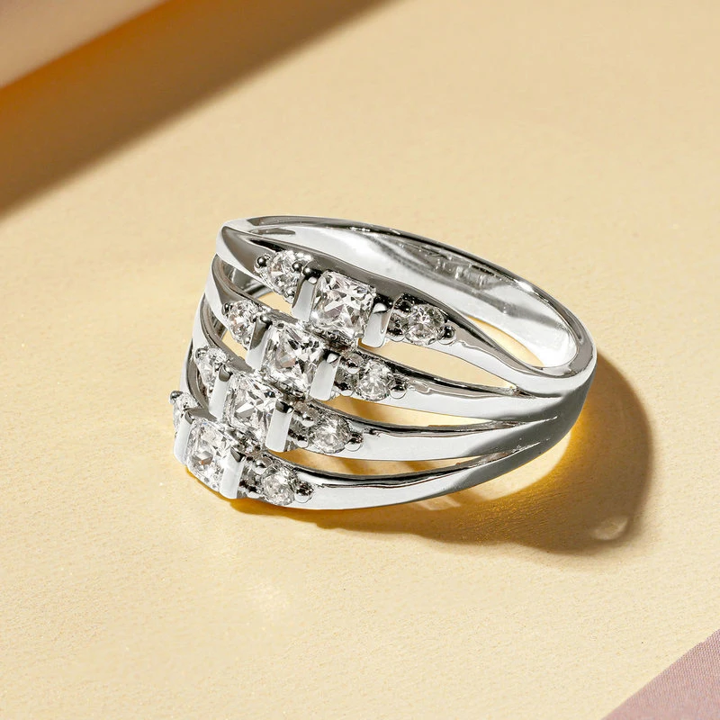 Men's Vintage CZ Simulated Diamond Multiple Rows Ring