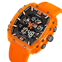 LOQNCE Sports Watches Fashion Men Watches 50m Waterproof Rectangle LED Big Dial Display Digital Watches LED Wristwatches Men