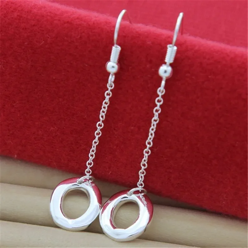 2024 Hot Sale 925 Sterling Silver Exquisite O Shaped Pendant Earrings For WomenChristmas Valentine Fashion Jewelry Party Gifts image 2