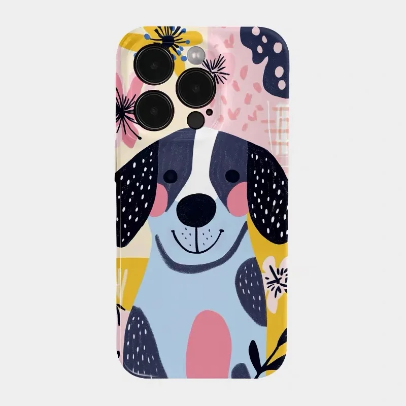 

Pink Big Flower Dog Cartoon Phone Case for IPHONE 17 Air 16E 15 PROMAX 14 Plus 13 12 MINI 11 PRO 16Plus XR Acrylic Phone Cover