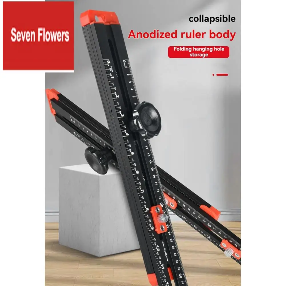 

A84Z-High Precision Angle Ruler Woodworking Scribe Drawing Marking Gauge Crossed-Cut T-Type Ruler Measuring Tools 35Cm