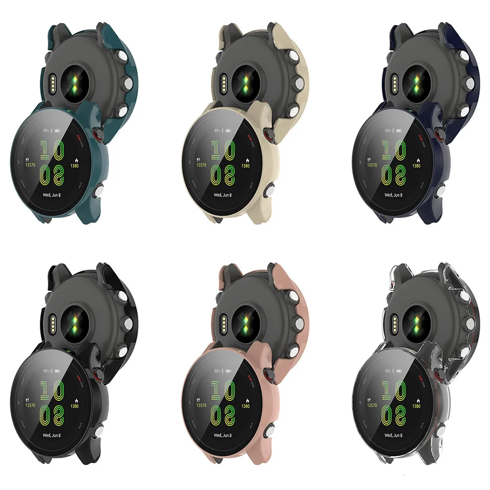 PC+Tempered Glass Protective Case For Garmin Forerunner 255 255S Full Screen Protector Shell