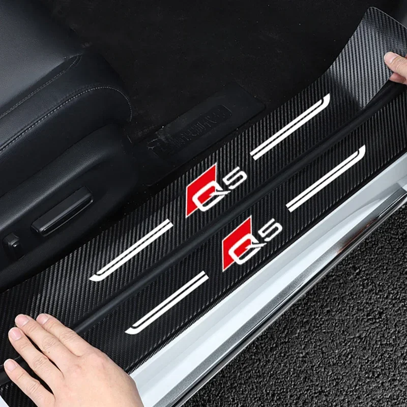 

Car Threshold Tape Carbon Fiber Door Sill Protector Sticker Styling for Audi Q5 Logo Trunk Door Bumper Guard Protective Strips