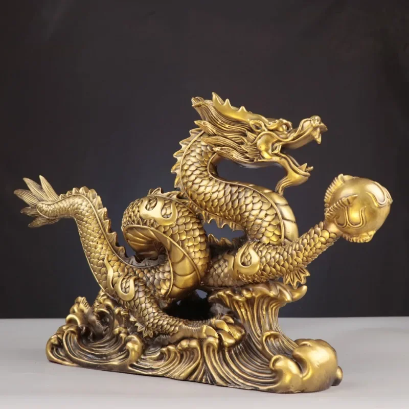 Twelve Zodiac Signs Dragon Five-clawed Golden Dragon Soaring Four-sea Auspicious Blue Dragon Playing with Beads Copper