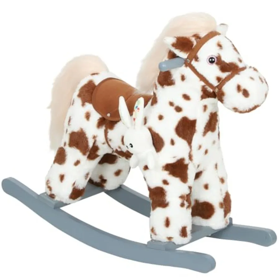 

Rocking Horse, Plush Animal Rocker with Realistic Neighing Sound for Toddlers 2 5 Years Old, Soft Filling Ride on Horse with Ra