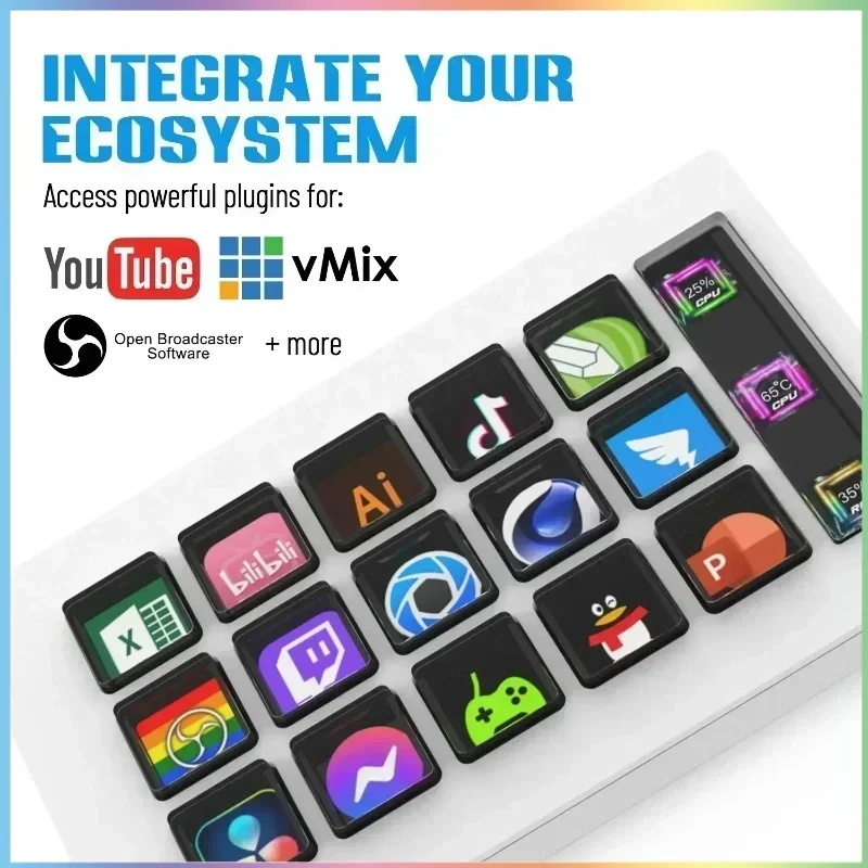 

Visual Stream Deck Keyboard LCD Button 15 Keys Live Content Creation Controller Custom Button For Windows/MacOS/Android/iOS Gift