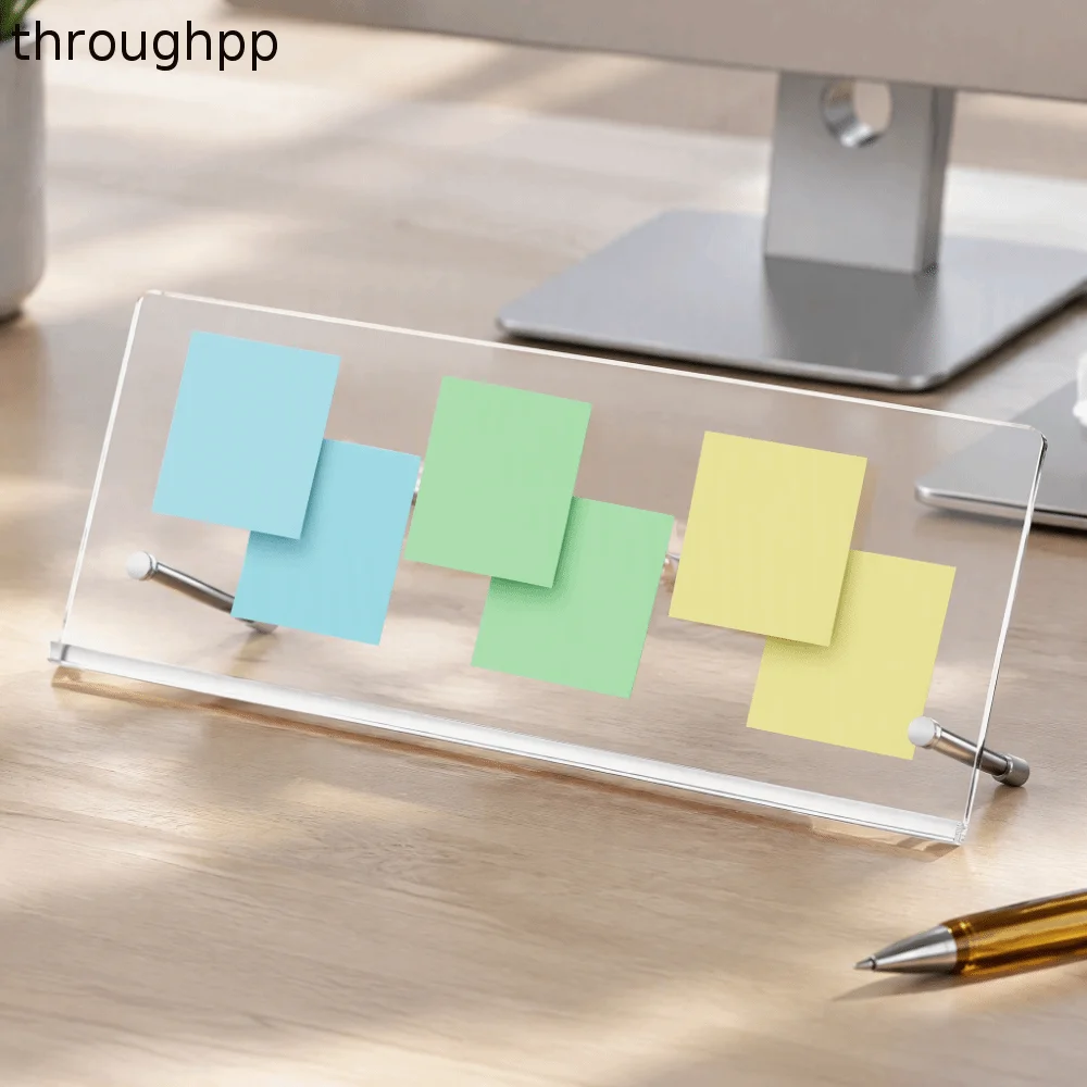 Premium Adhesive-Free Monitor Memo Board Reusable Movable Sticky Note Holder Acrylic Clear Under Monitor Organizer Office Use