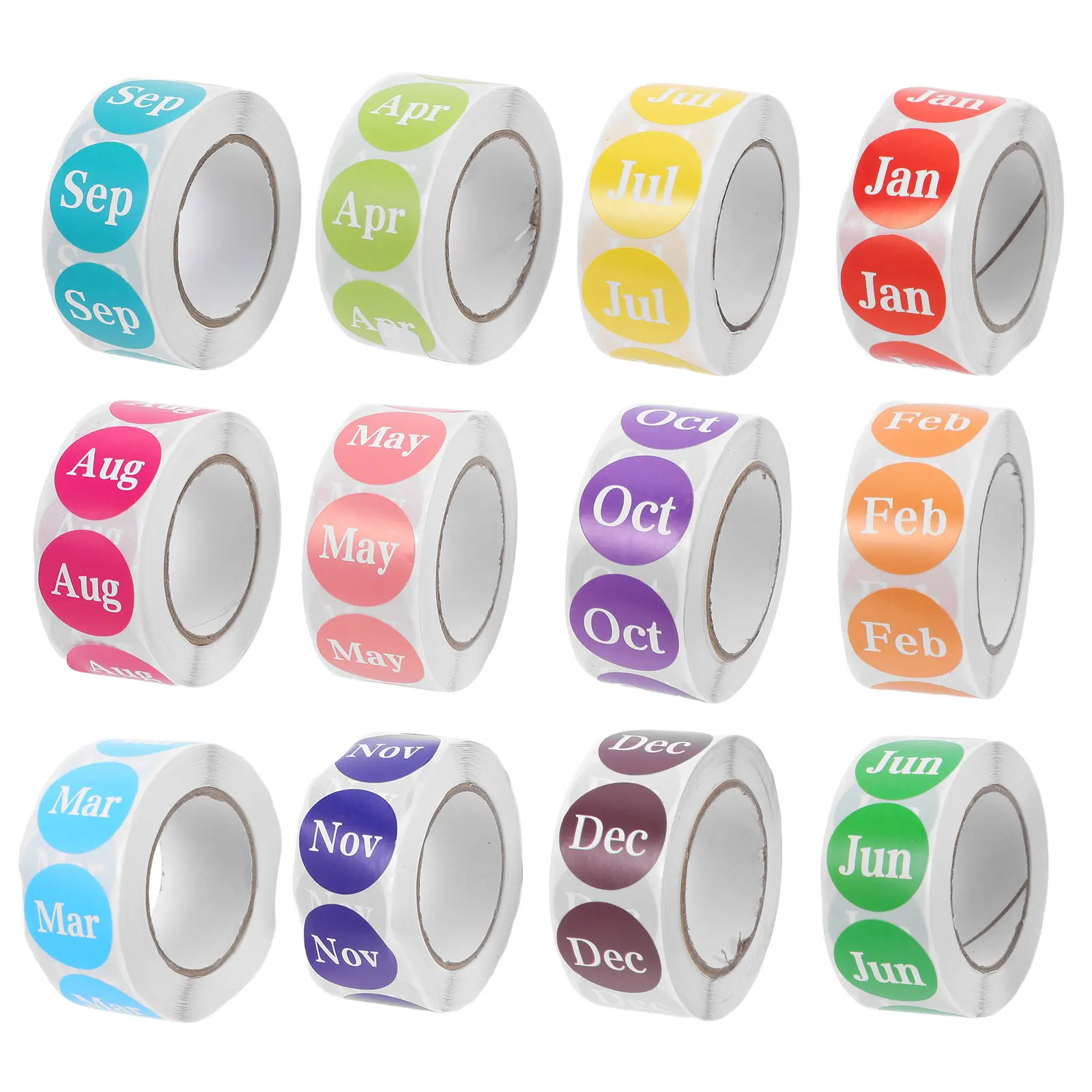 12Rolls Month Stickers For Scrapbooking For Stickers For Office Planner Scrapbook Round Monthly Adhesive Labels