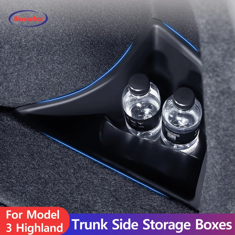 

Rear Trunk Side Organizer Storage Box For Tesla Model 3 Highland 2024 Waterproof Odorless Side Storage Bins Trunk Accessories