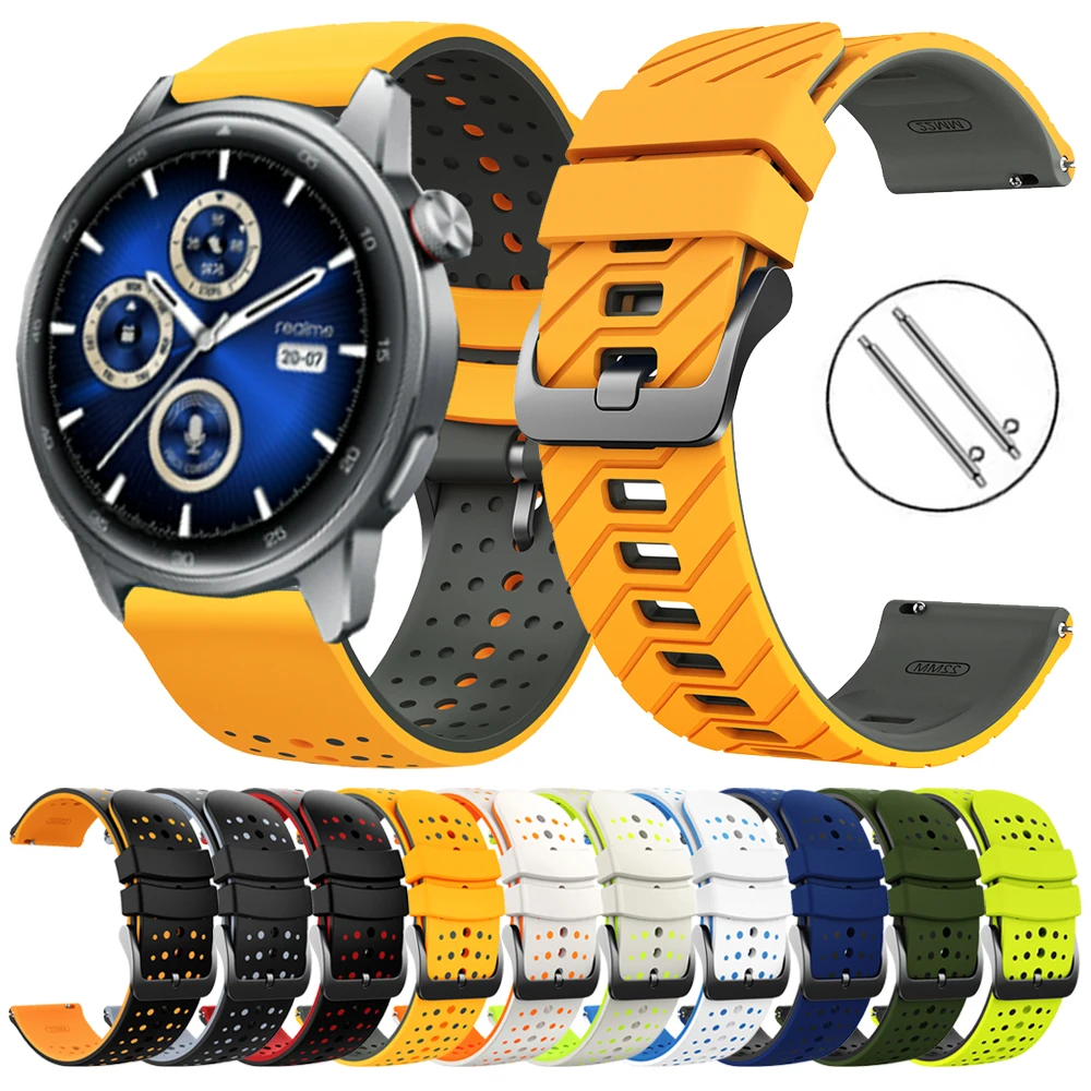22 mm Silikonarmband für Realme Watch S 2 3 S2/S 2 3 Pro, bequeme Armbänder für COROS PACE Pro 3 Sport-Ersatzarmband