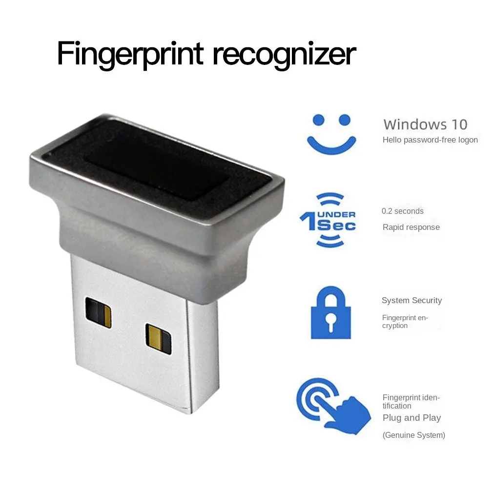 USB Fingerprint Reader Module For Windows 7/8/10/11 Hello Biometric Scanner Padlock Fingerprint Logger For Laptops PC Accessory