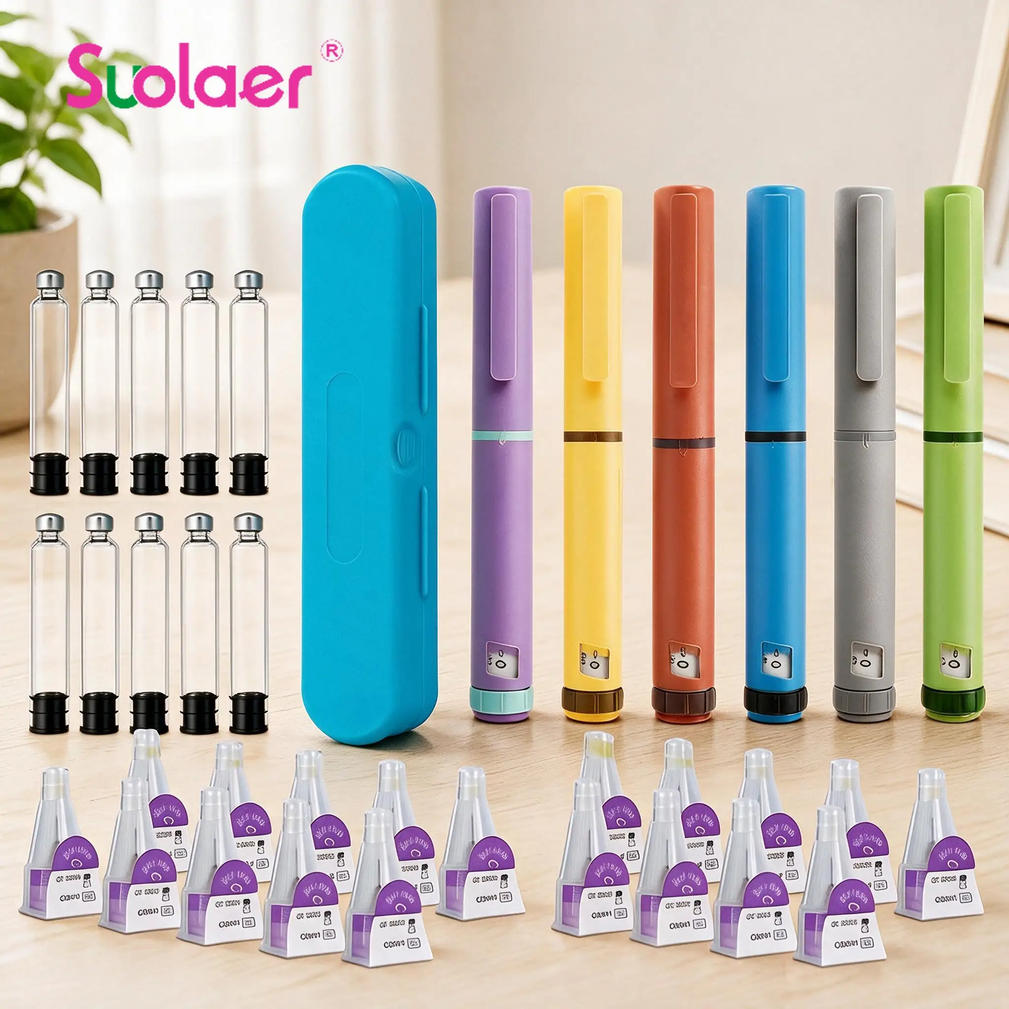 Image of 60IU Injektionspen mit wiederverwendbarem Design, Insulin-Pen-Injektor mit 3ml Kartuschen & 4MM Spitzen, anpassbare präzise Dosierung für den Körper