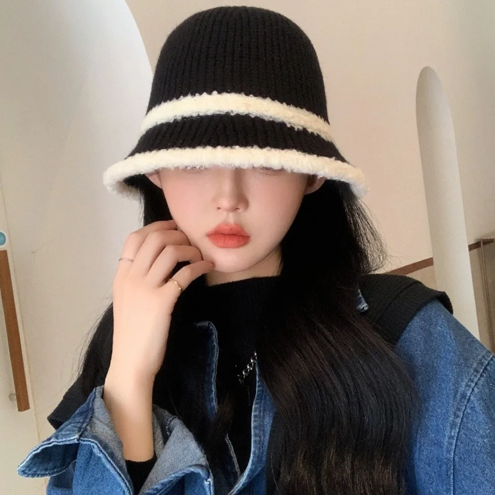 

Fashion Temperament Knitted Bucket Hat Hollow Out Anti-UV Sunshade Basin Cap Solid Color Breathable Sun Protection Cap Summer
