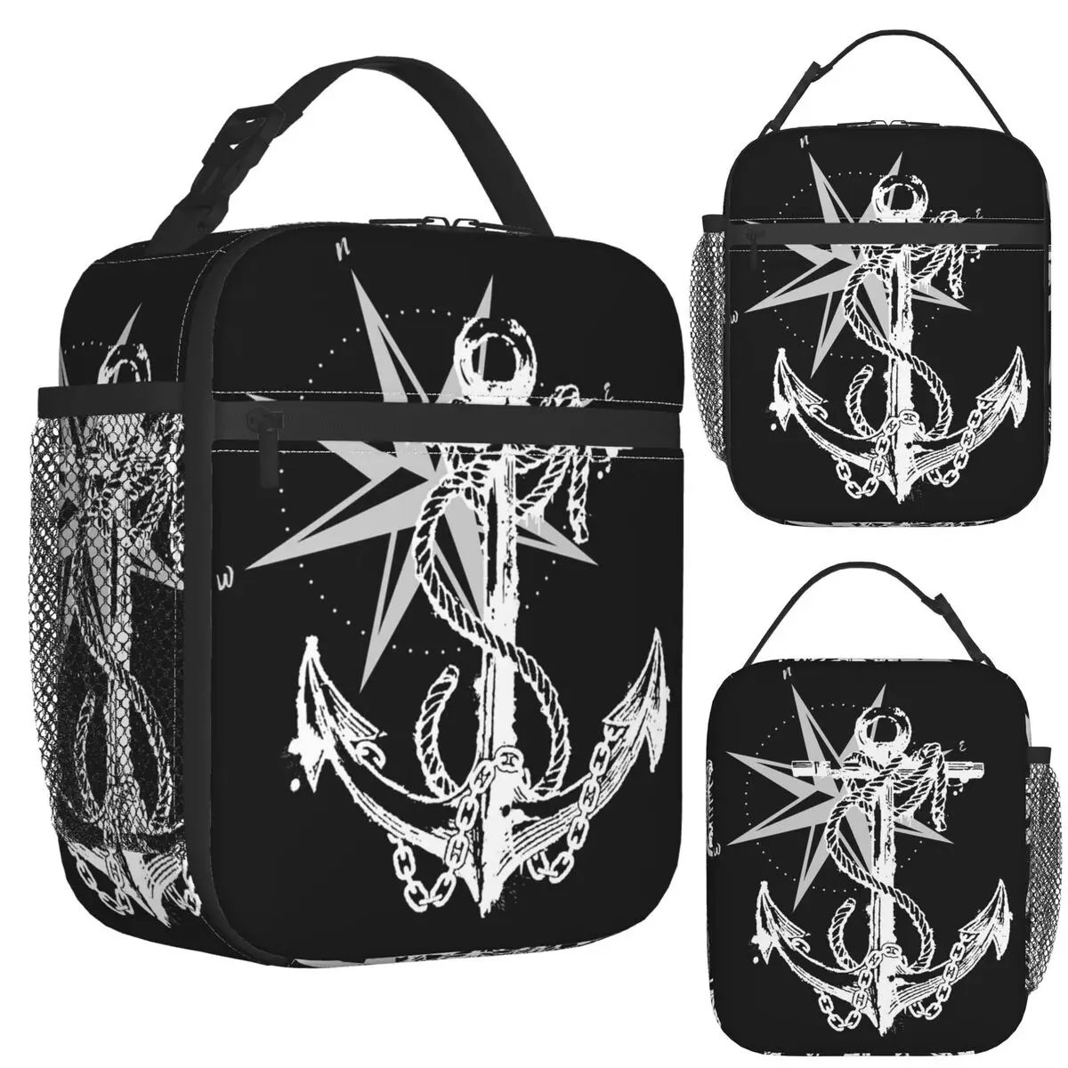 

Nautical Compass Captain Anchor Boat Insulated Lunch Bag for Bento Storage Food Boxes Container Cooler Thermal Lunch Box Tote