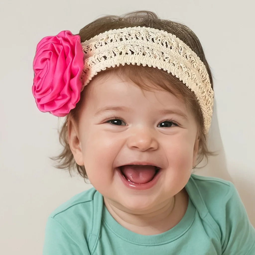 

0-3Y Baby Girl Satin Flower Baby Headband Hair Accessories for Children Headbands Wide Lace Nylon Headwrap Kids Turban Hairband