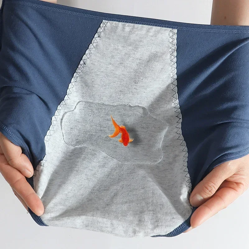 Menstrual Women's Panties High Waist Widen Period Pants Leak Proof Physiological Underwear Cotton Female Briefs Plus Sizes L-4XL image 4