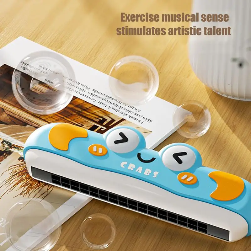 Children Harmonica Toy Cartoon Beginner Blow Instrument Fun Harmonica Toy With Double Row Of 16 Holes For Kids Adults Beginner