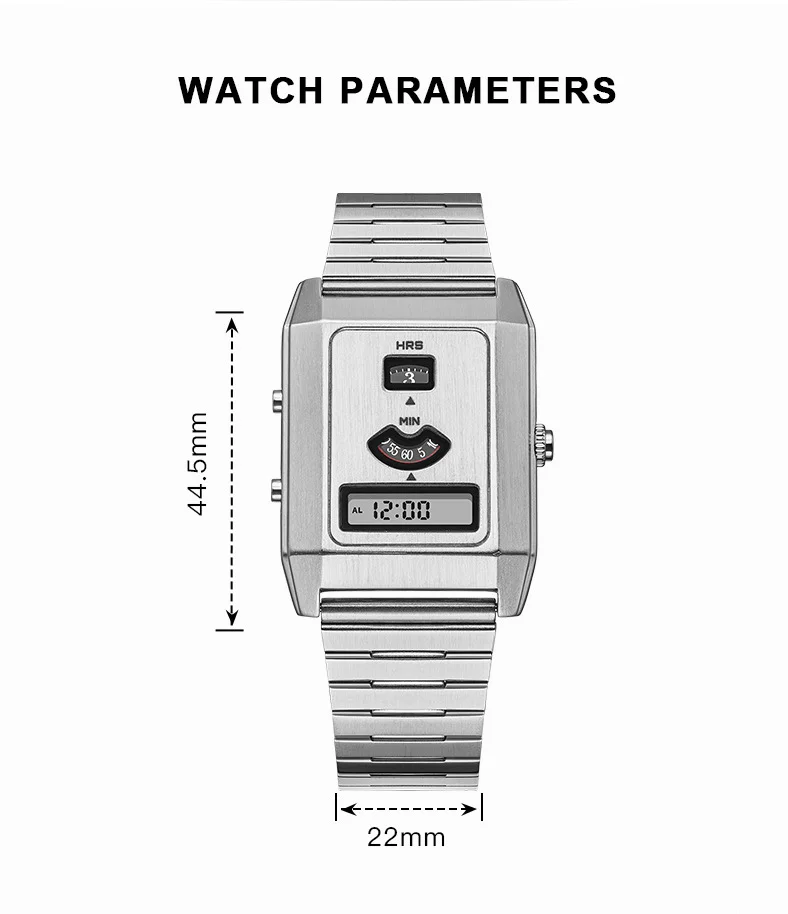 2026 Fashion Men's Square Quartz Watch Waterproof Dual Display SUGESS Trendy Wristwatch for Men