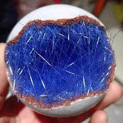 Natural Phosphorus Manganese Ore Symbiotic Blue Hair,Quartz Crystal Cluster,Mineral Healing Stone,Degaussing Divination Ball
