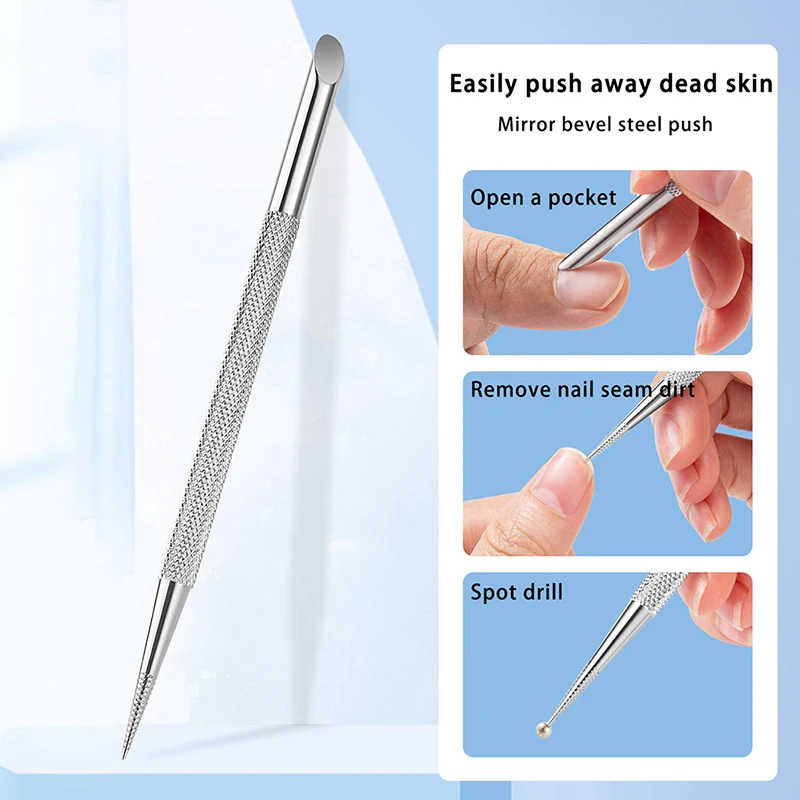 1 PC Double-ended Stainless Steel Cuticle Pusher Nail Manicures Remover Manicure Sticks Tool for Nail Art