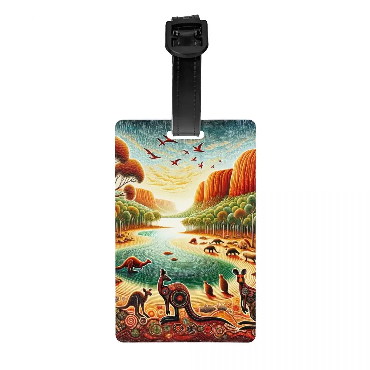 Etiqueta de equipaje personalizada Dreamtime Serkos, sac voyage d'art aborigène australiano, couverture confintialité v