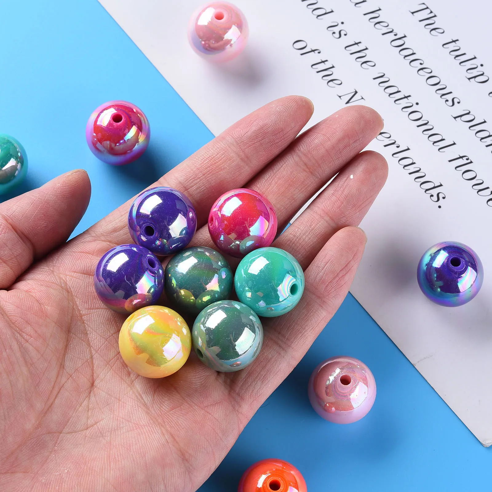 PandaHall 100 Stück 20mm Acryl-Kristallperlen Runde Abstandhalterperlen AB-Farbe Bastelperlen für Halsketten Armbänder Schmuckherstellung – Detail 8