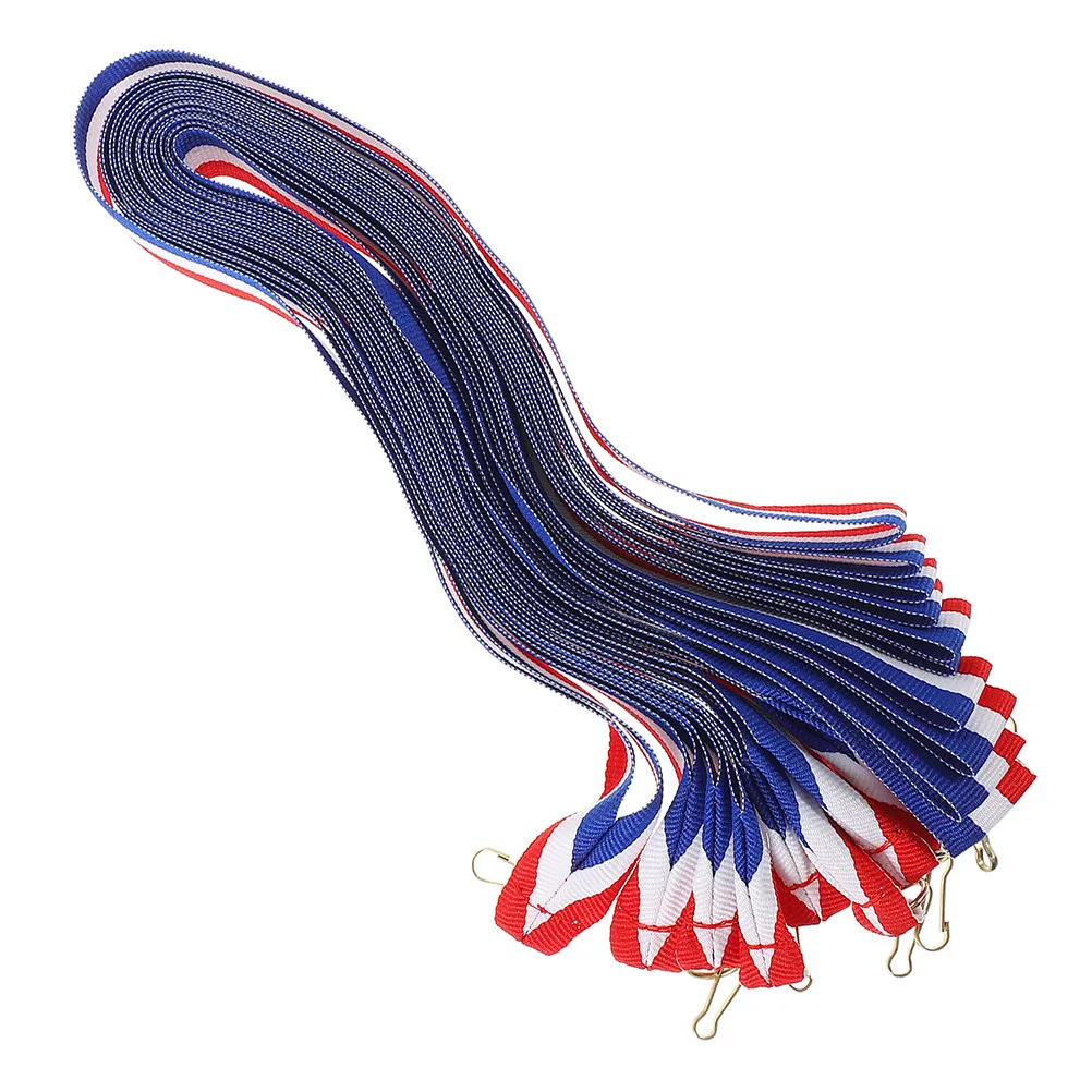 Patriotic Medal Lanyards 25 Pack with Snap Clips Triangular Award Ribbons for Sports Events Talent Shows