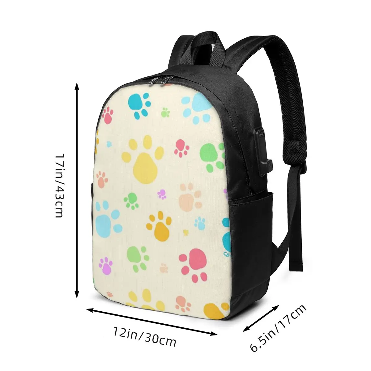 Colorful Chic Dog Paw Pattern Backpack Travel Notebook Bag Computer College Student School Bag Laptop Shoulder Bags Men Women