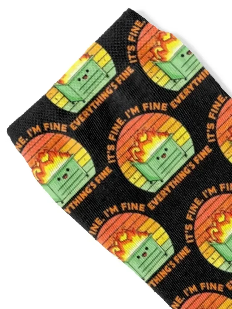 هدية It_s Fine I_m Fine Everything Is Fine Retro Dumpster Fire Socks أفكار هدايا عيد الحب الصيفية جوارب للتنزه للرجال والنساء