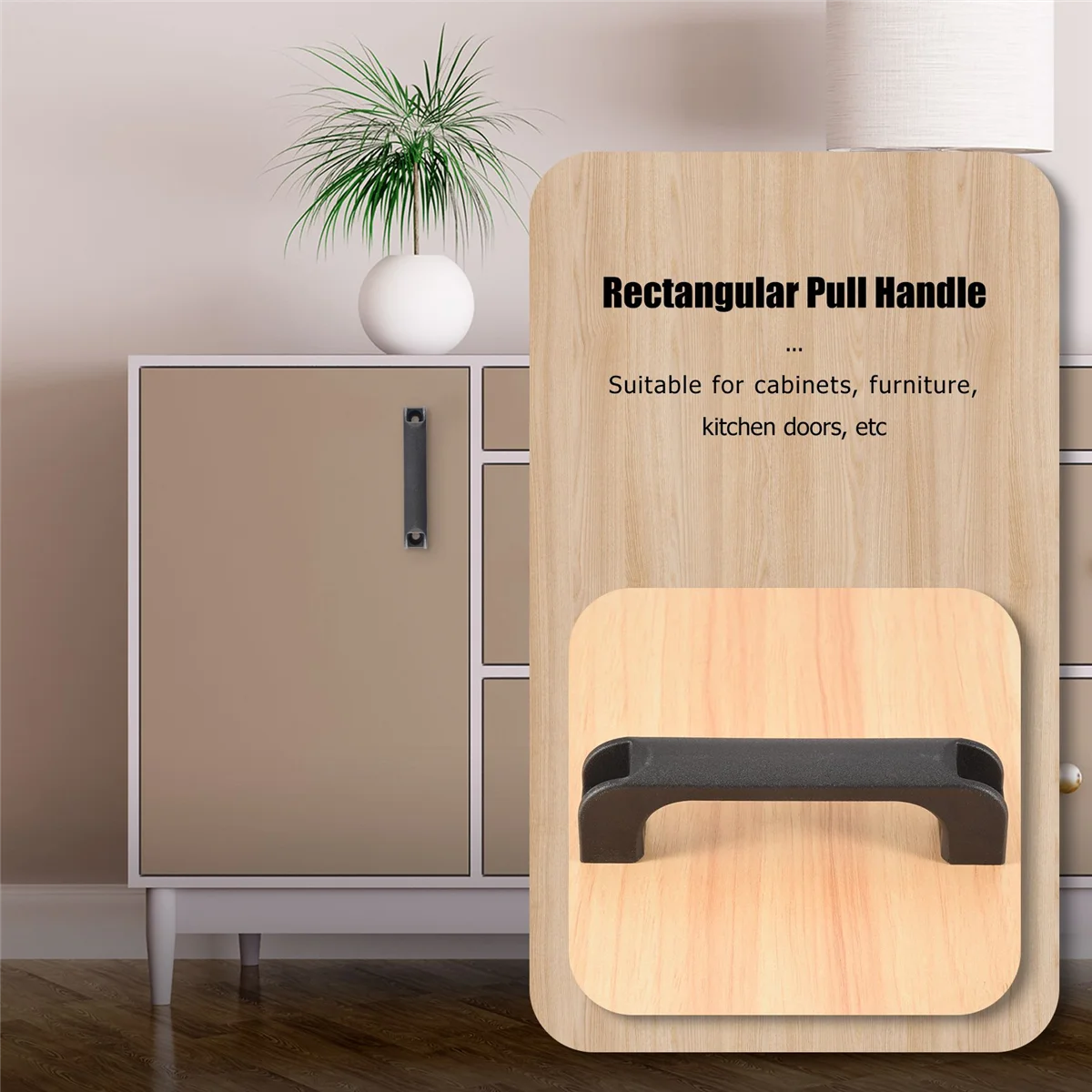 AT77 Door Cabinet Black Plastic Rectangular Pull Handle 5.2"