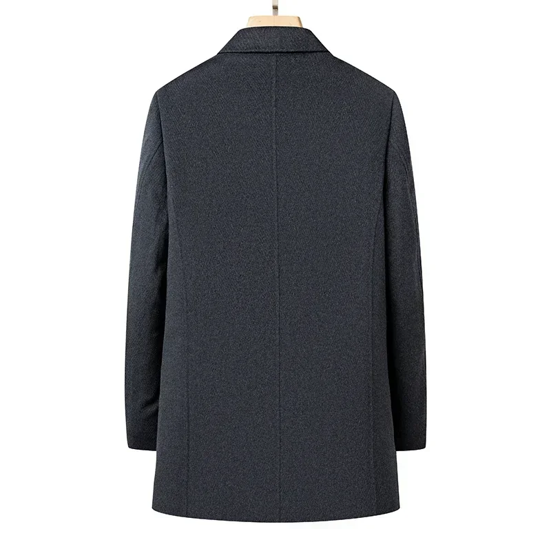 Double-Sided Woolen Coat Goose Down Lining Men's Mid-Length Winter Business Lapel Woolen Coat Men's Windbreaker