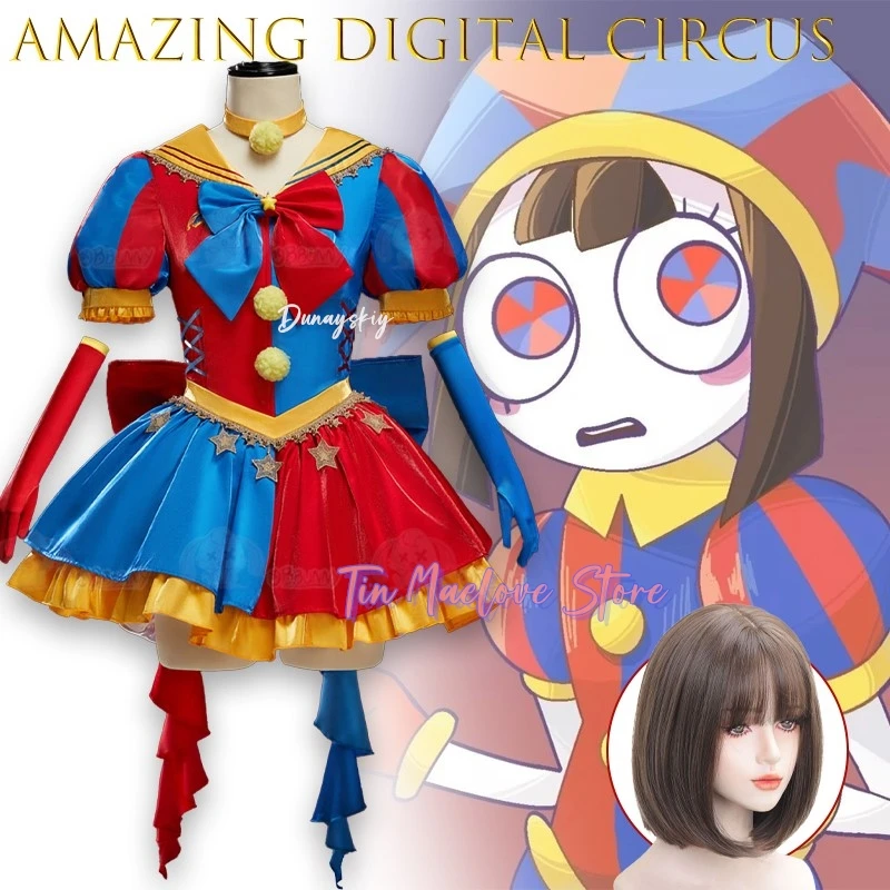 

Pomni Fan-made Women's Cosplay 코스프레 Micro Lolita Sailor Uniform Clown Dress Anime Outfit High Quality