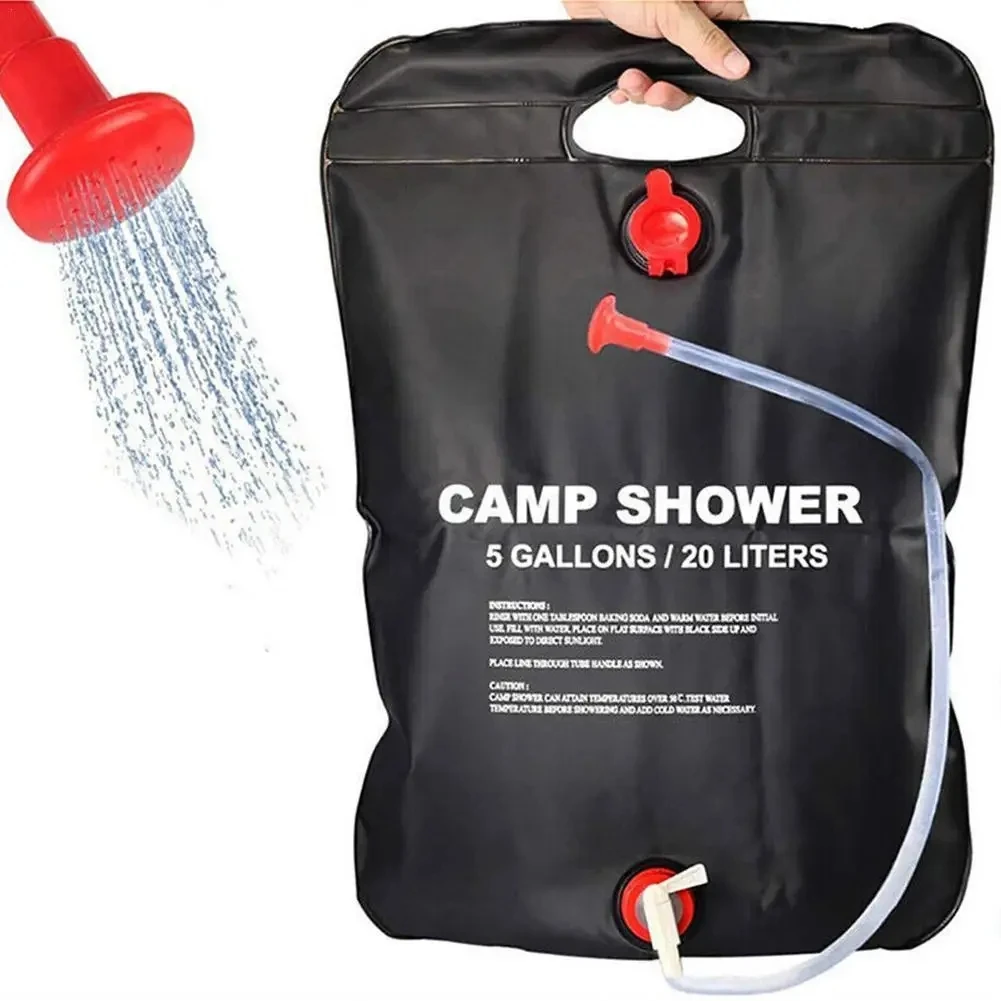 Bolsa de ducha solar plegable de 20L, bolsa de agua para baño al aire libre, bolsas de ducha de agua caliente compactas para camping, accesorios para piscina