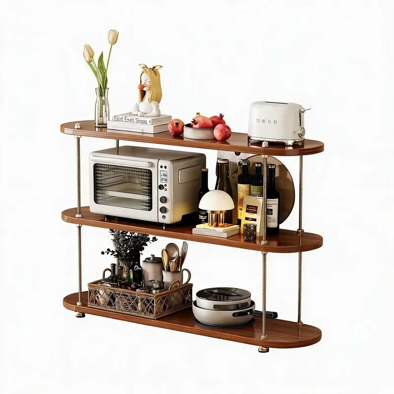 Floor Standing Kitchen Storage Rack for Microwave Oven Multi Tier Display Shelf Dining Room Organizer Home Furniture