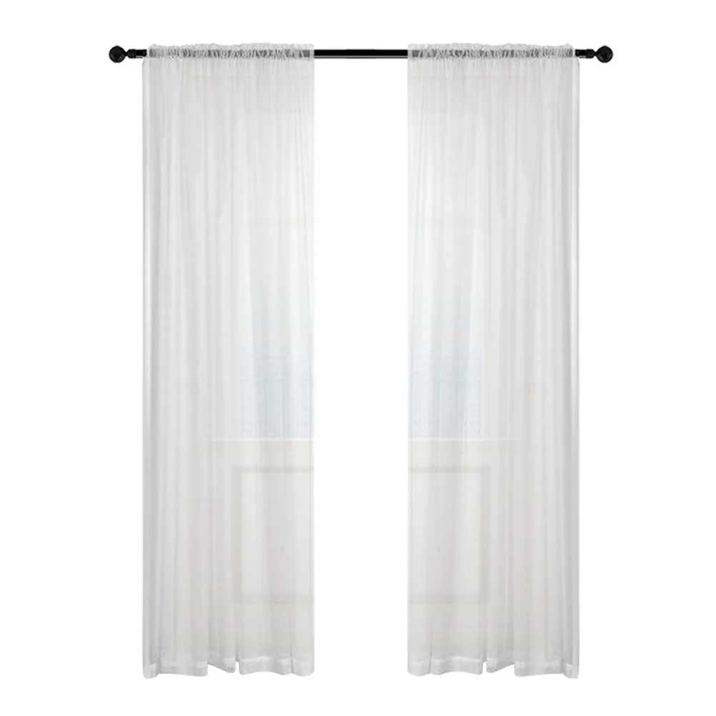 Window Sheer Curtain Voile Tulle For Bedroom Bathroom Living Room Sunlight Protection Home Decor 270X100Cm White