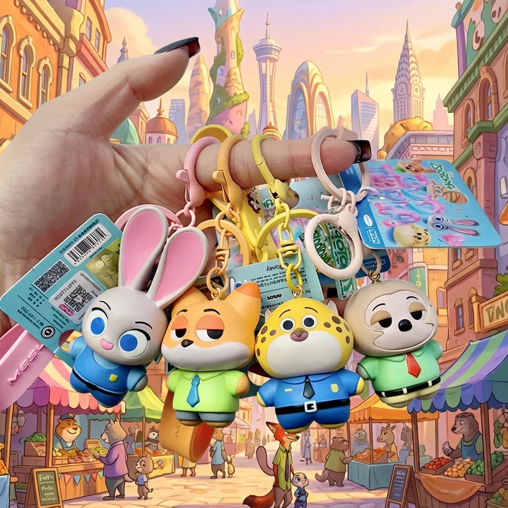 

Zootopia Keychain Cartoon Judy Nick Car Keychain Creative Backpack Pendant Cute Plush Toy Gift for Kids Fans Collection