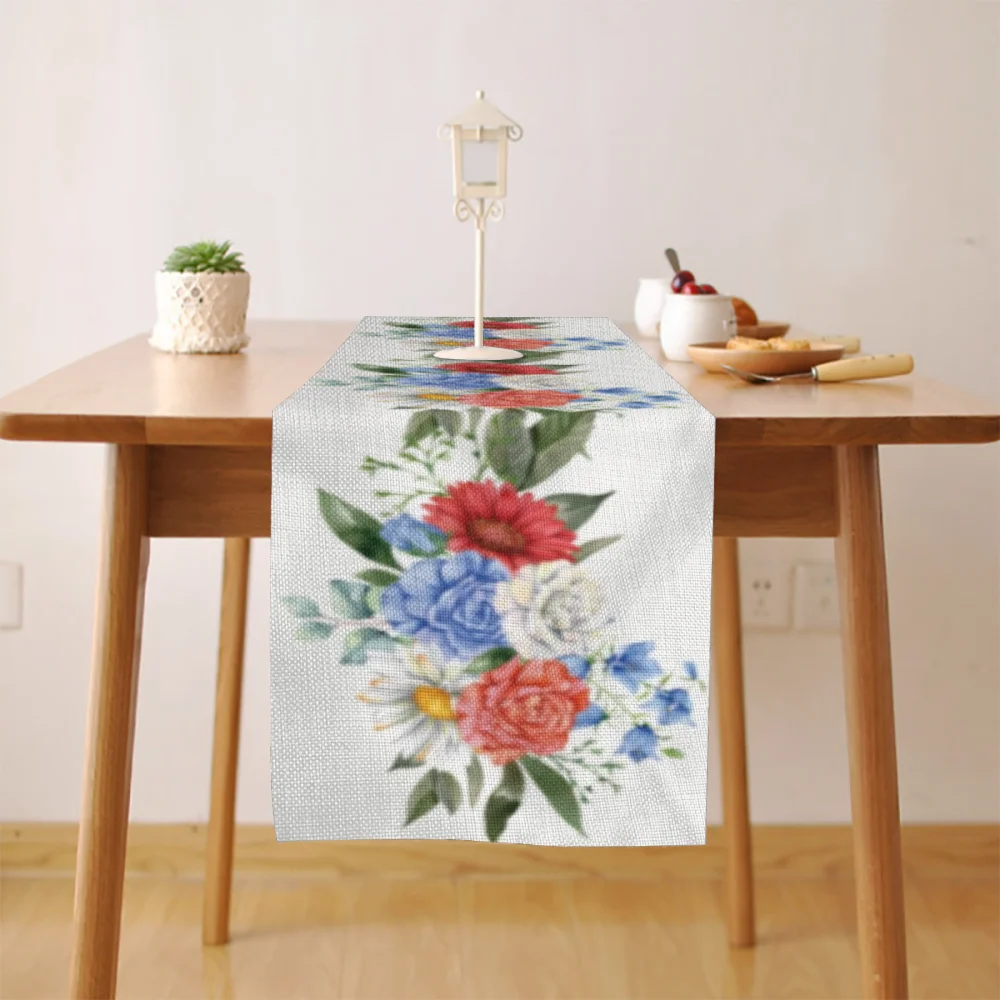 Independence day Table Runner flower Dining Table decoration and accessories for Home Memorial Day Party decoration 13x72 Inch